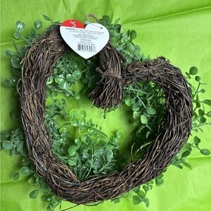 Heart-Shaped Brown and Green Holiday Wreath